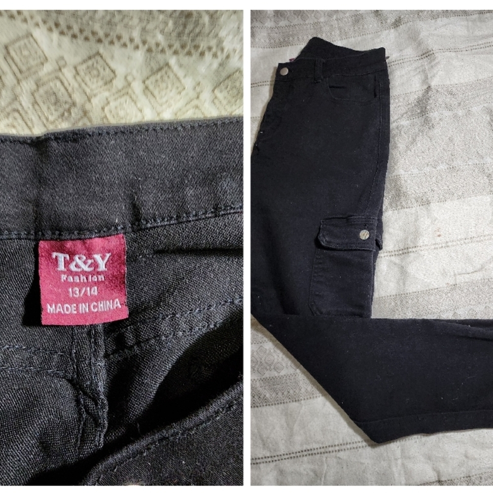 Women's Black Jeans T & Y. size 13/14 Side Pocket NWOT